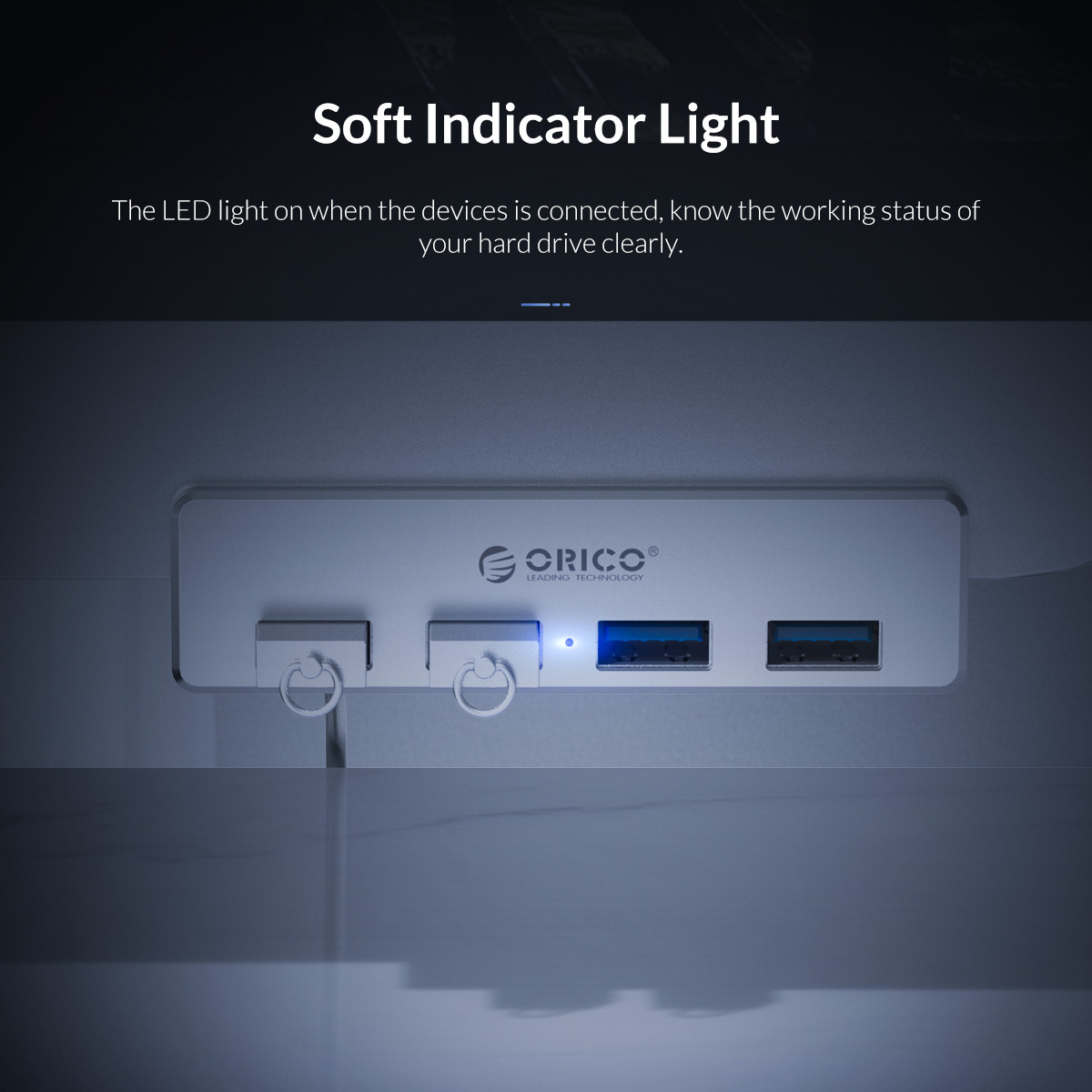 ORICO MH4PU Aluminum 4 Ports USB 3.0 Clip-type HUB