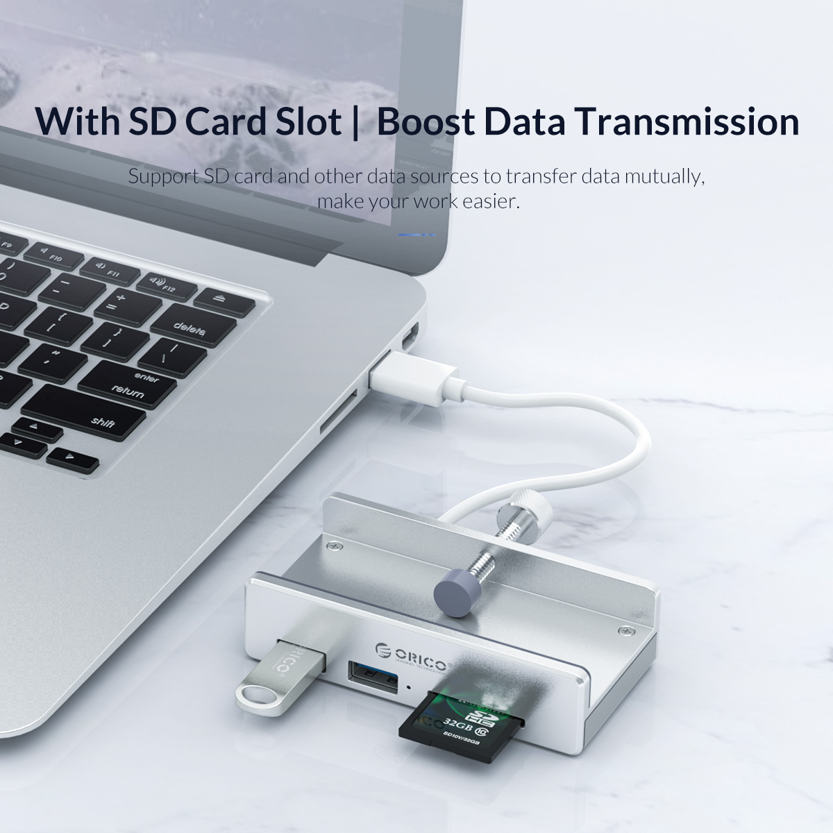 ORICO MH4PU Aluminum 4 Ports USB 3.0 Clip-type HUB
