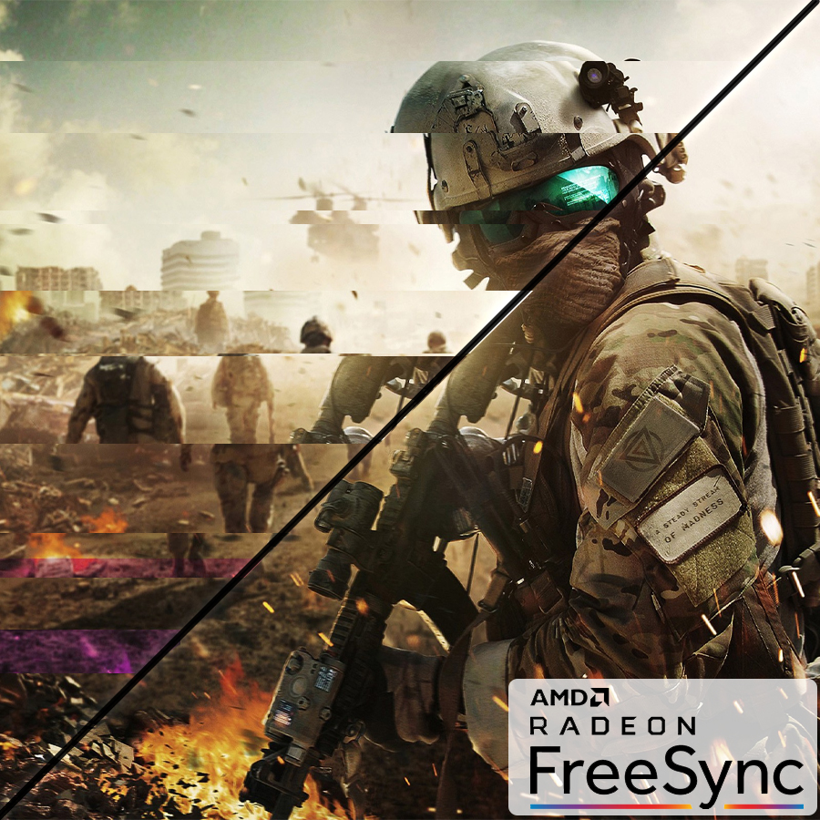 FreeSync, a soldier is fighting, amd radeon freesync logo