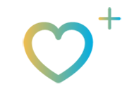 A heart and plus-sign graphic in blue and yellow coloring