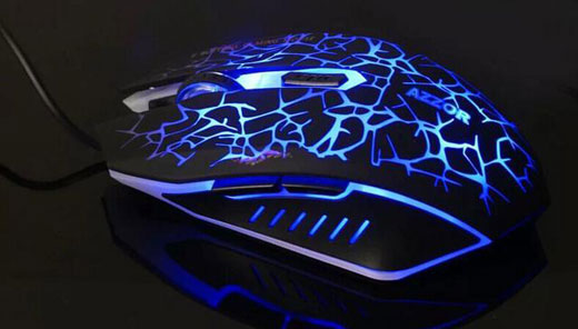  Top left side angle view of this mouse with backlight on  