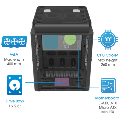 Thermaltake Level 20 HT Full Tower Chassis Hardware Expansion Installation location