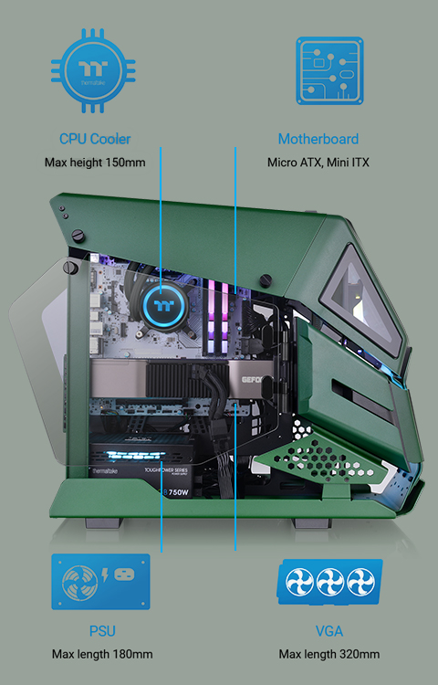 Thermaltake AH T200 CA-1R4-00SCWN-00 Racing Green Computer Case 7 Thermaltake Computer Case