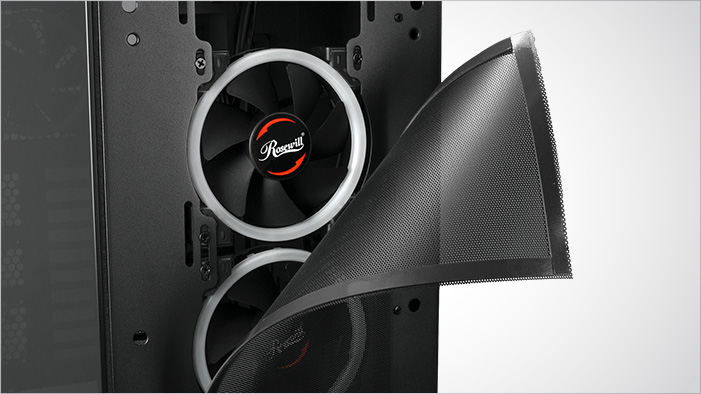 Front Dust Filter Coming Off the Front of the Rosewill NIGHTHAWK Z-RGB Case