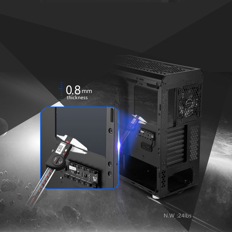 PC Case with a Complete Blue Water Cooling Setup