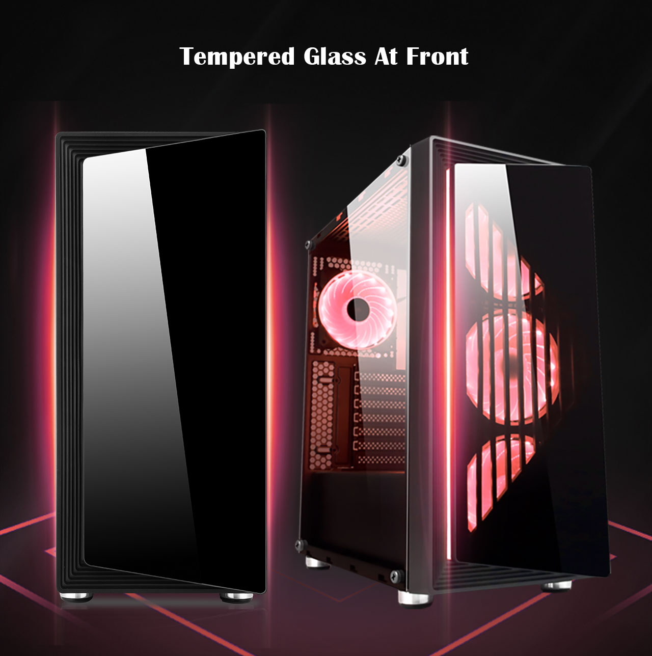 DIYPC DIY-SD1-RGB Case Tempered Glass in Front