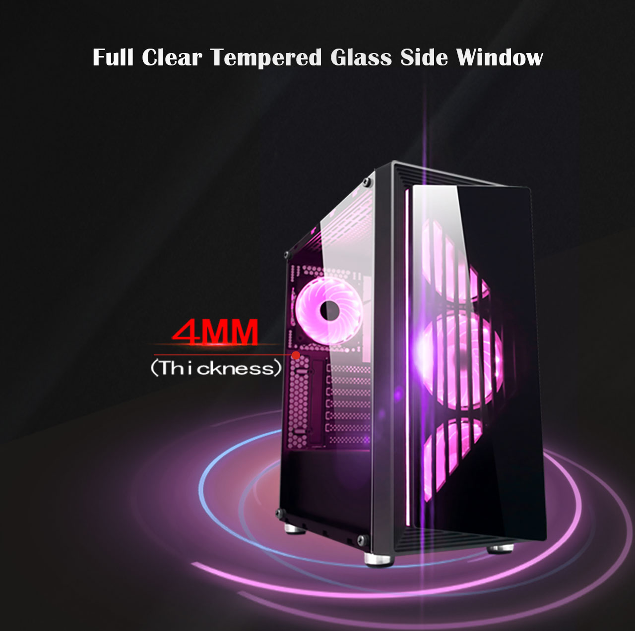 DIYPC DIY-SD1-RGB Case Tempered-Glass Side Panel with a 4mm Thickness