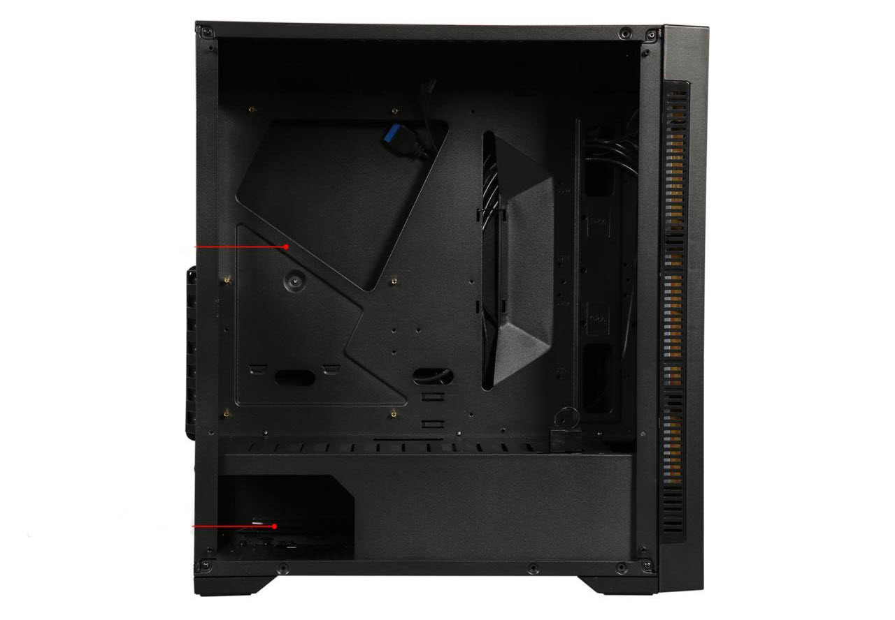 left side view of the internal design of DIYPC DIY-D2-RGB