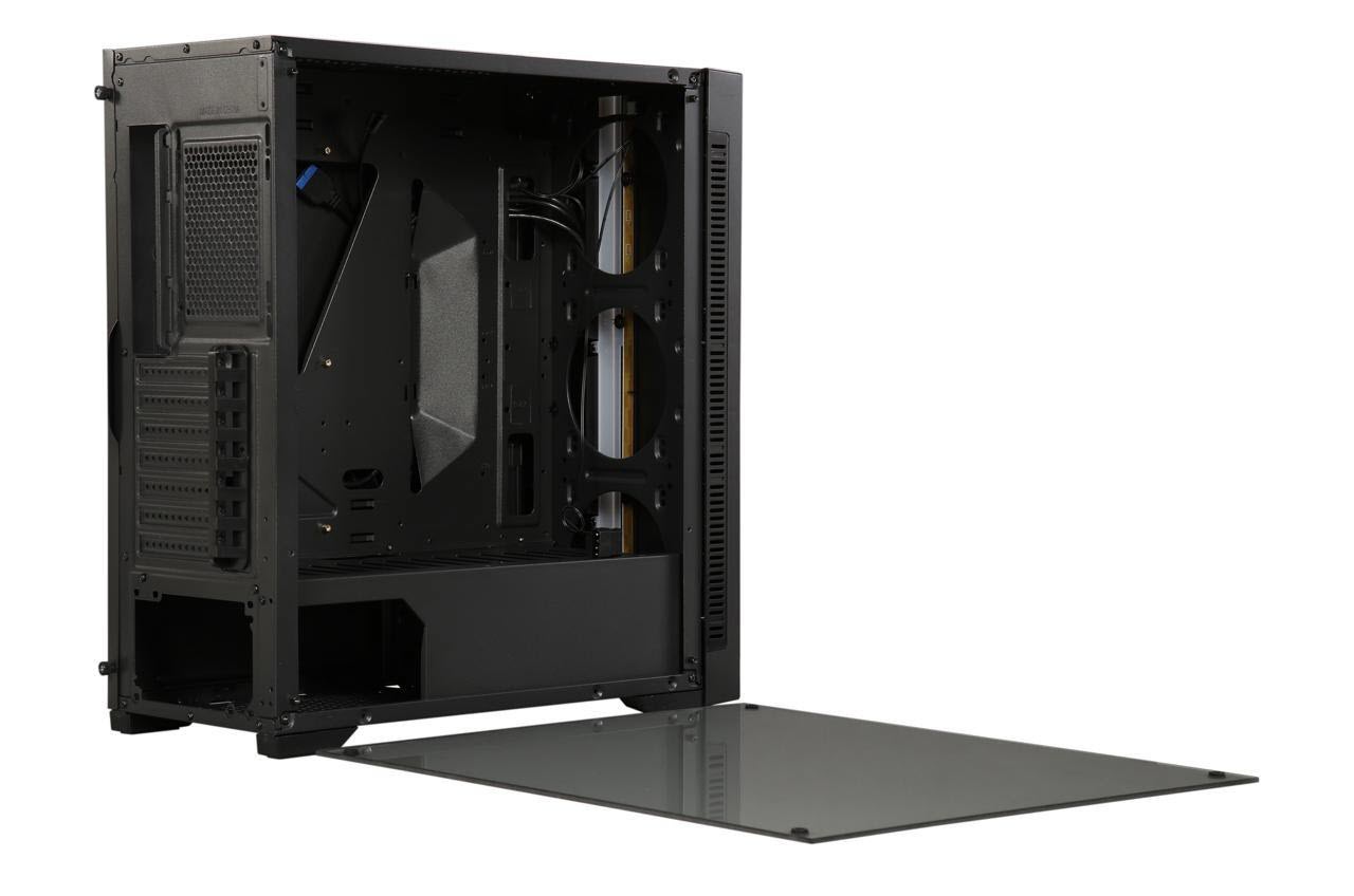 DIYPC DIY-D2-RGB with its tempered glass side panel uninsalled