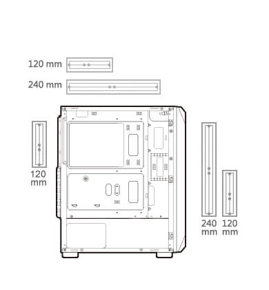 Different parts have their own radiator support marked out