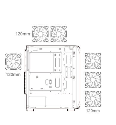 Different parts have their own fan support marked out