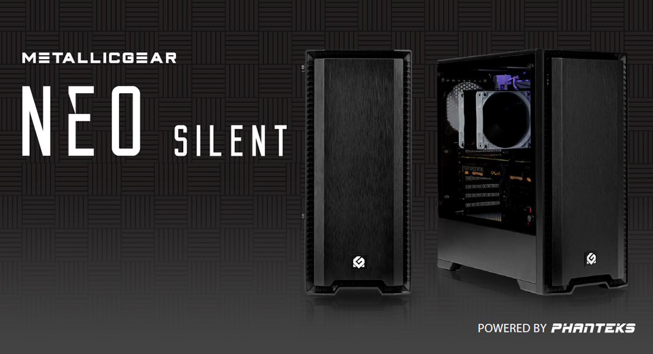 Metallic Gear logo and Metallic Gear Neo Silent Computer case side view