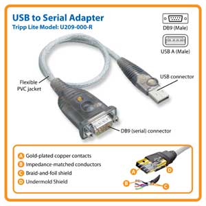 Newegg.ca - Tripp Lite Model U209-000-R 17" USB to Serial Adapter (USB ...