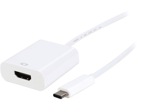 Coboc AD-ALT-C2HD-6WH 6inch White DisplayPort ALT USB 3.1 Type C to HDMI Adapter Converter w/Audio - DP ALT USB-C to HDMI - 4K2K Resolution