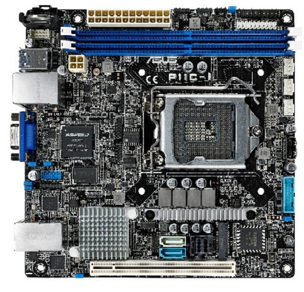 the front view of ASUS P11C-I Mini ITX Server Motherboard