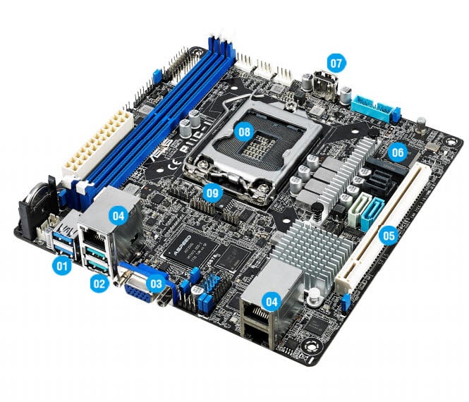 the diagram of ASUS P11C-I Mini ITX Server Motherboard