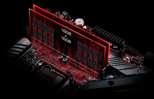 Two memory modules are inserted into two slots with a capacity of 32GB.