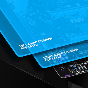 Illustration showing left and right channels are on different PCB layers
