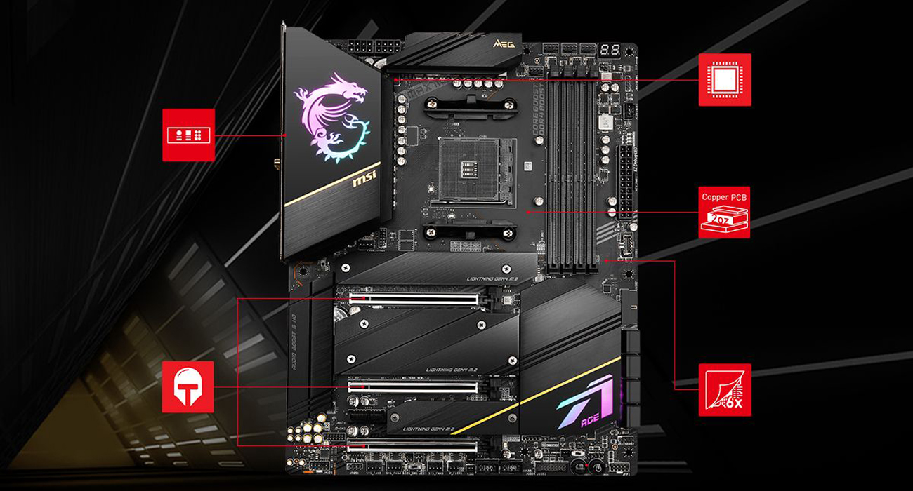 MSI MEG X570S ACE MAX AM4 ATX AMD Motherboard 14 MSI Intel Motherboard