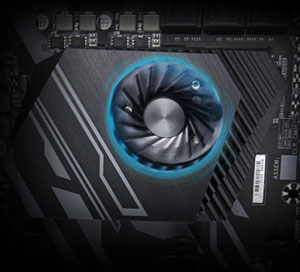 Closeup of the chipset cooling fan