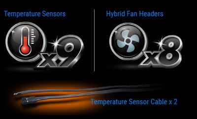 temperature sensors and hybrid fan headers icon