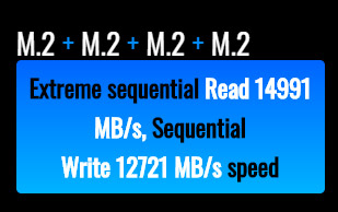 M.2 Extreme sequential Read 12460 MB/s, Sequential Write 13360 MB/s speed