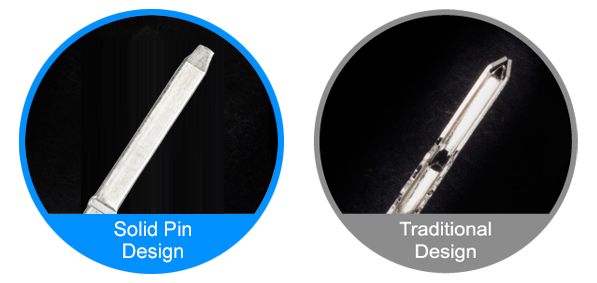 solid pin design and traditiona design