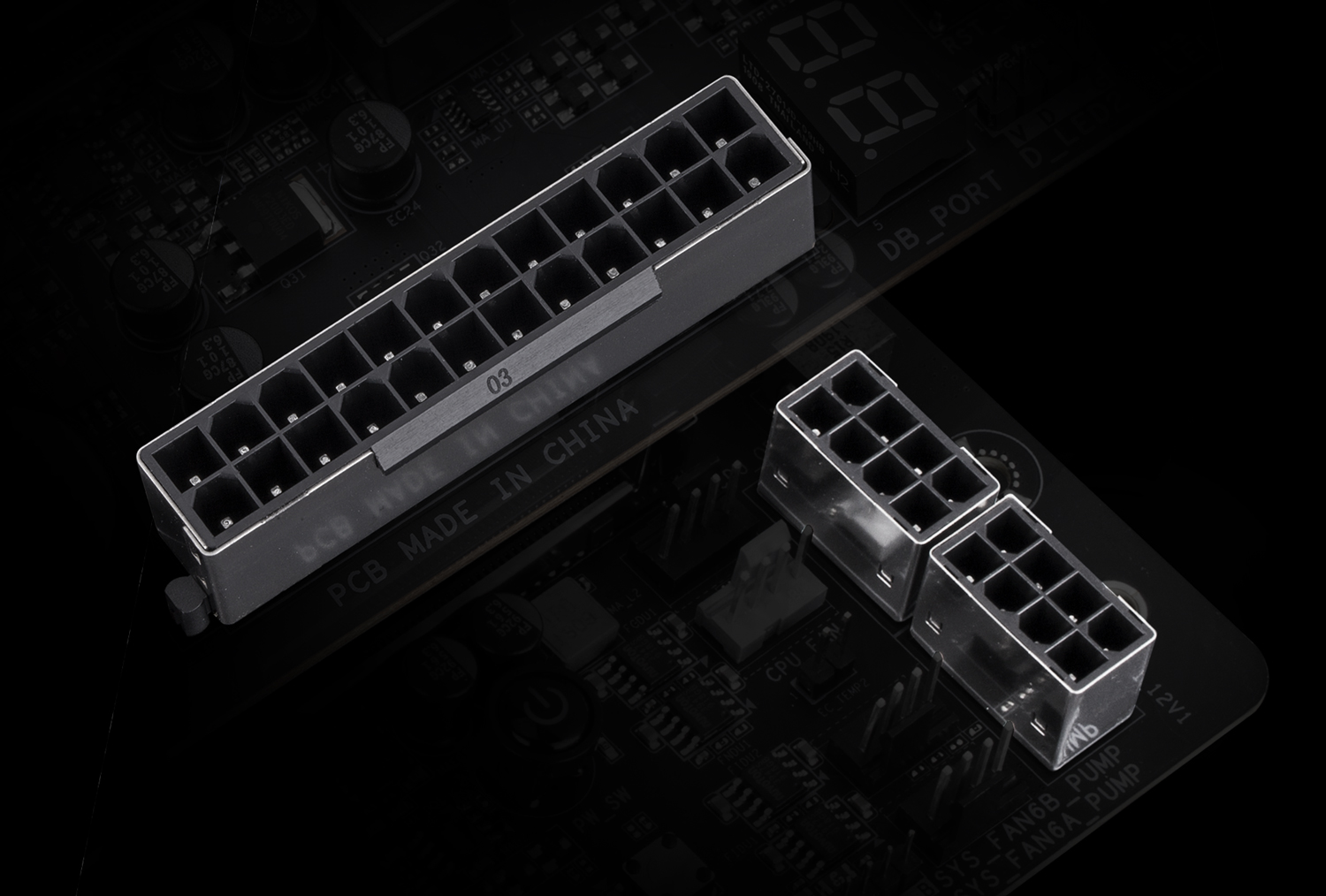 detail of the ports on the motherboard