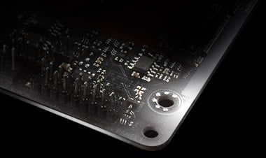 Corner Sapphire PCB on the ASRock Motherboard