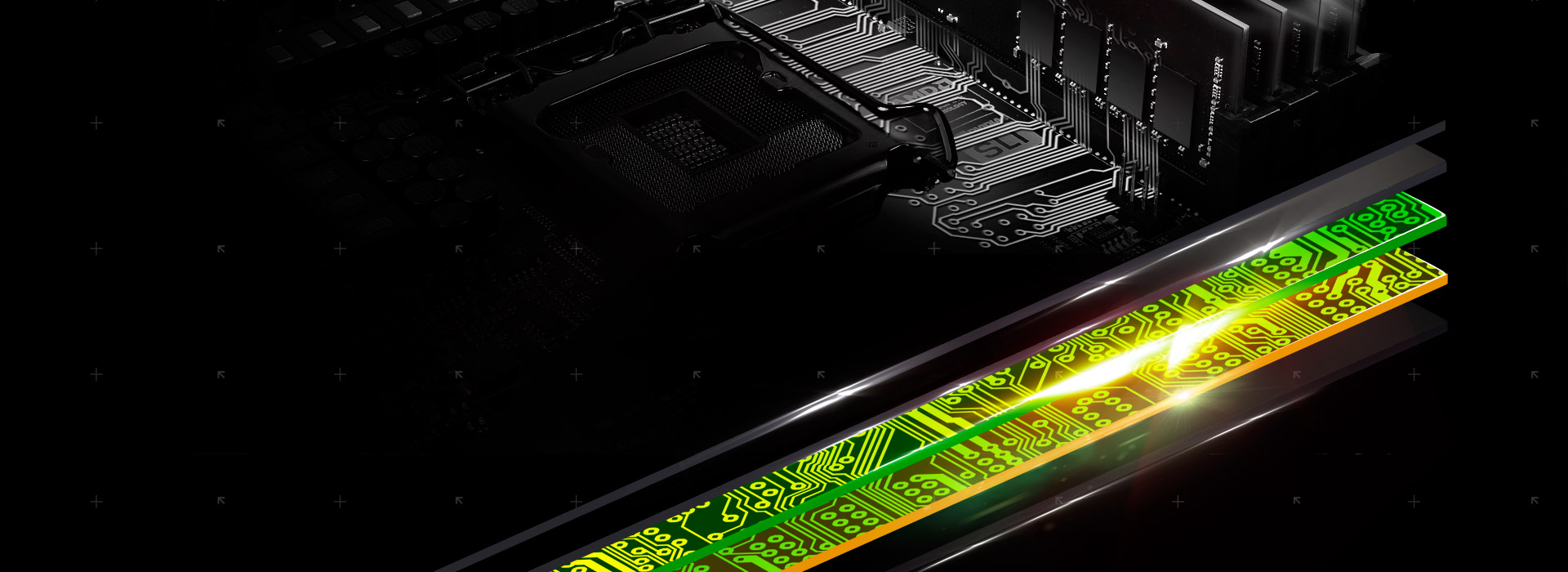Graphic revealing the PCB layers of the ASRock z390 motherboard