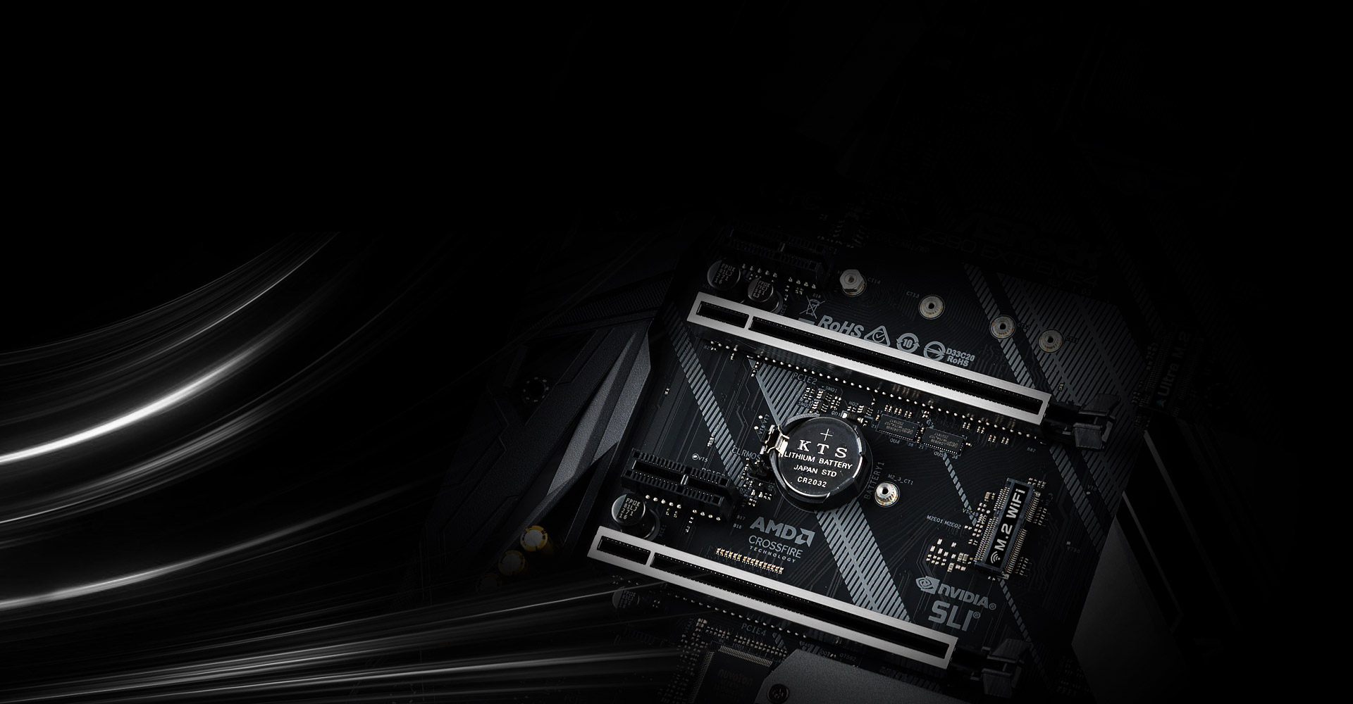 The ASRock z390 motherboard's two PCI-E slots