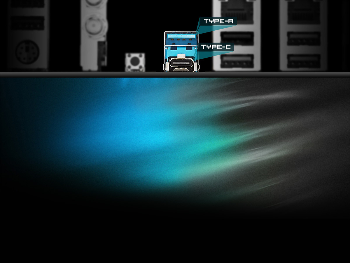 Type-A and Type-C Ports on the ASRock Z390 motherboard's I/O panel