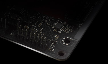 Closeup of the ASRock z390 motherboard's bottom right corner