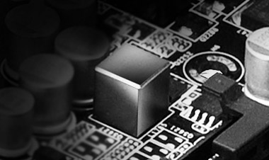 Closeup of the ASRock z390 motherboard's premium memory alloy choke