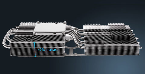 larger heatsink on the graphics card