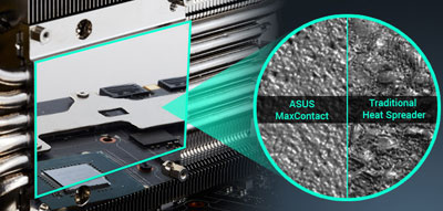 Baseplate of the heat spreader, with closeup showing the surface is smoother than spreader of other makes