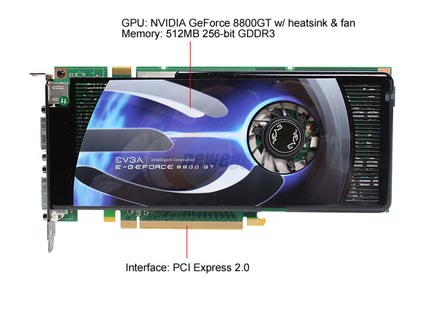 EVGA GeForce 8800GT Superclocked 512-P3-N802-AR Video Card - Retail