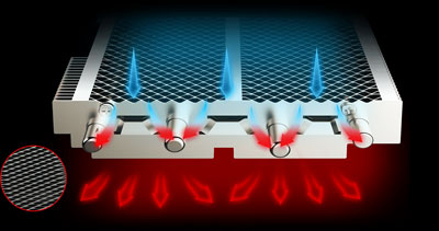Illustration of how heat is dissipated through fins