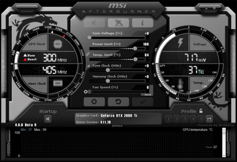 Screenshot of MSI Afterburner