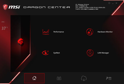 Screenshot of the Dragon Center