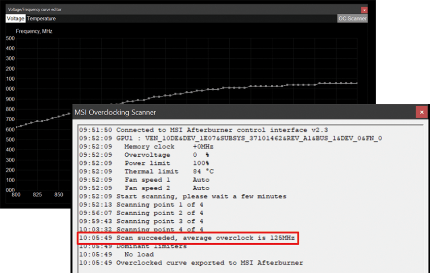 Screenshot of OC scanner