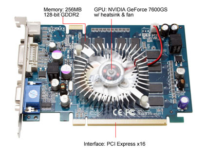 3D Fuzion GeForce 7600GS 3DFR76256GSE Video Card - Retail