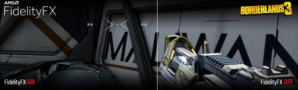 a visual comparison of Fidelity FX in Borderlands 3