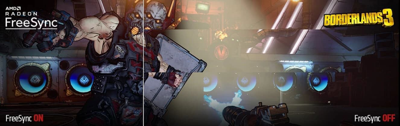 a visual comparison of FreeSync in Borderlands 3