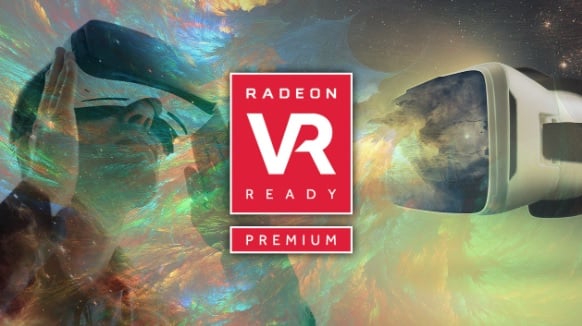 a red VR badge inside a picture where a man wearing a VR headset