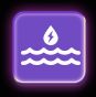 Hydro Performance Icon of a Drop of Water with an Electric Bolt over a body of water