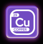 The copper element square from the periodic table