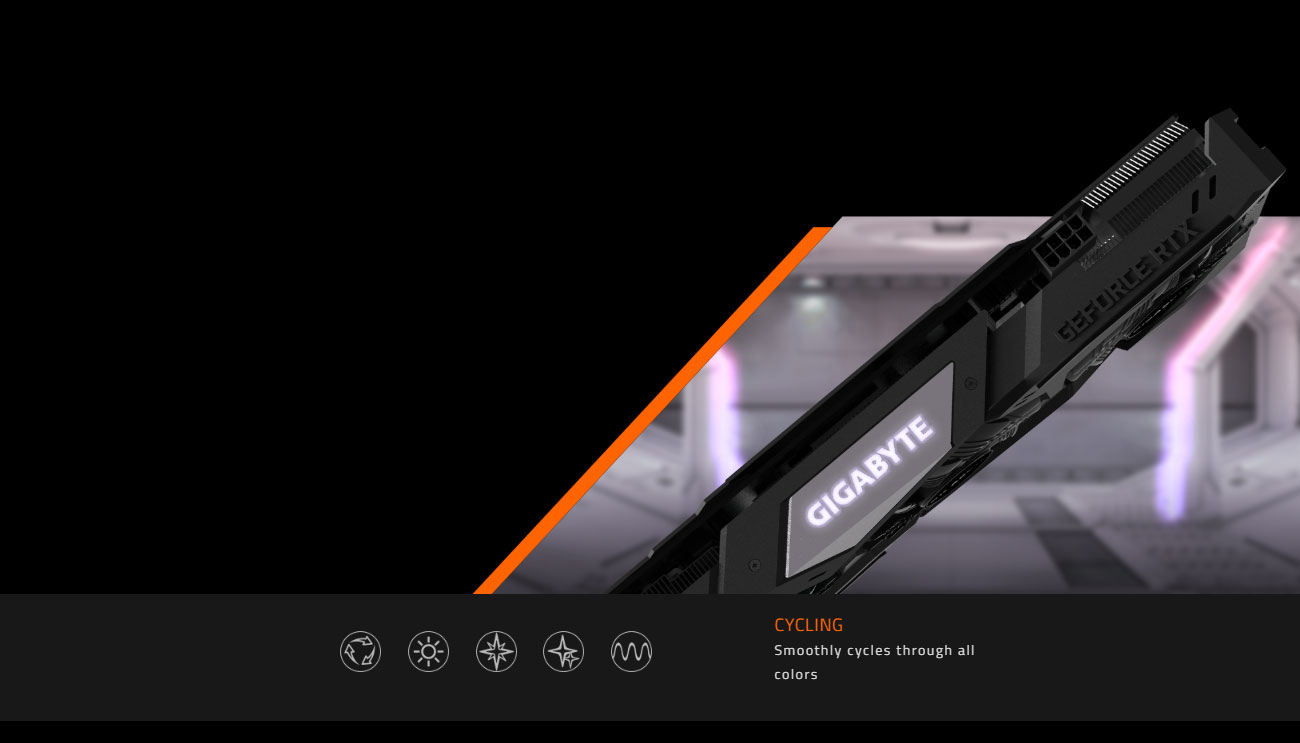 bottom of the GeForce® RTX 2060 GAMING OC PRO 6G Graphics Card as background