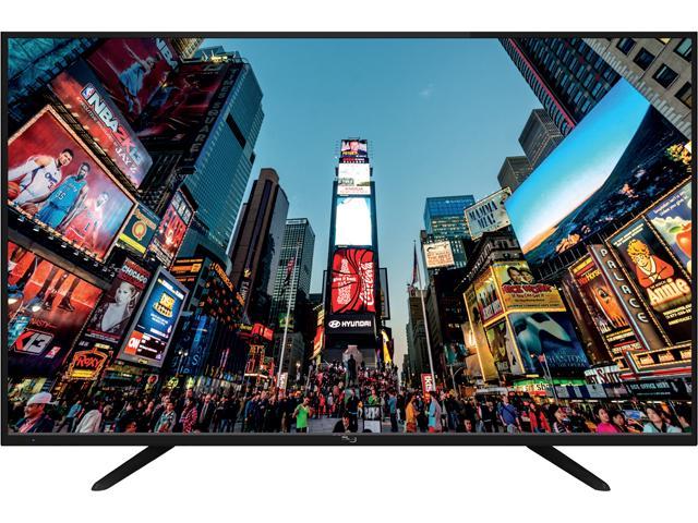 RCA RTU6549 TV facing forward showing a shot of Time Squares New York during twilight