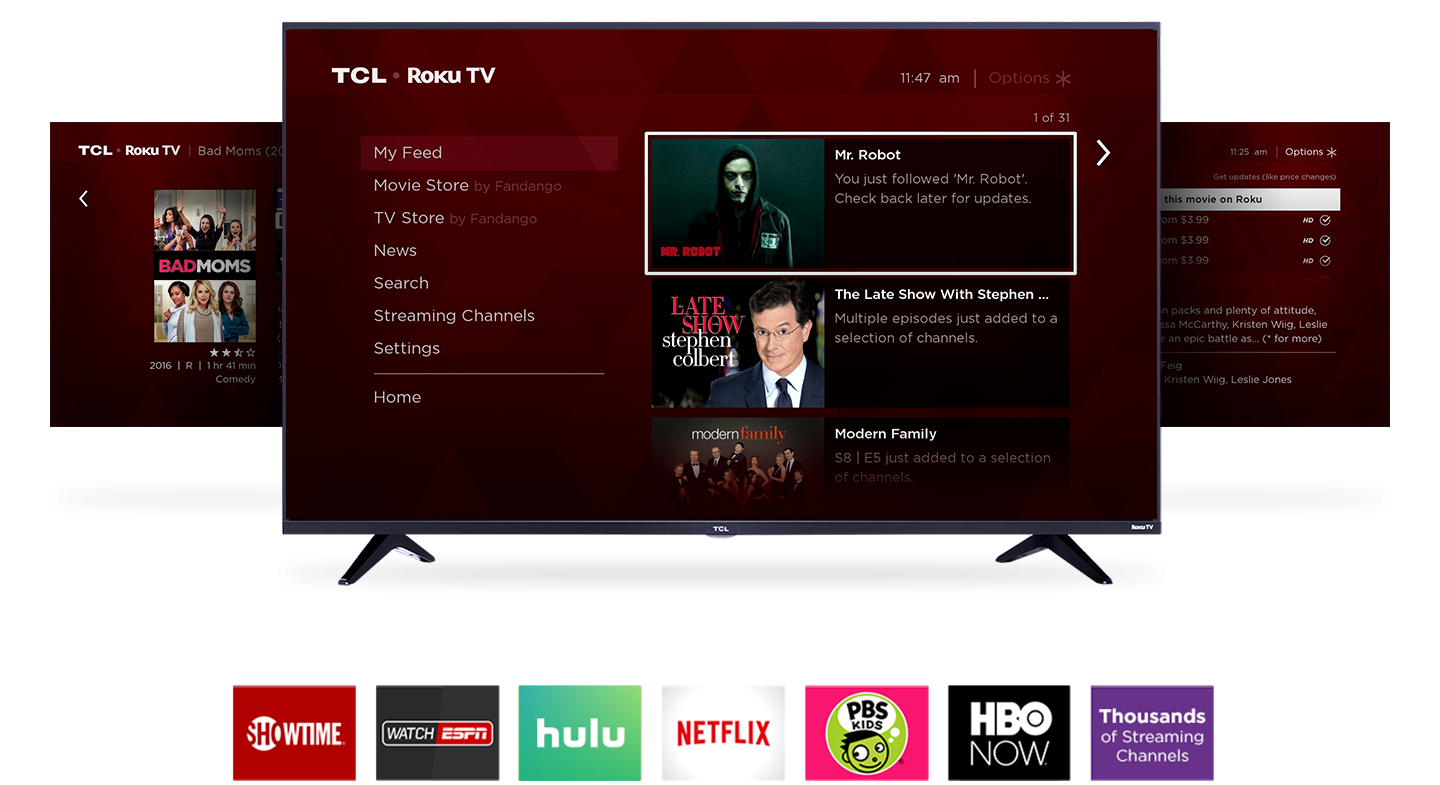 TCL 65S517 smart LED TV smart platform providing thousands of streaming channels